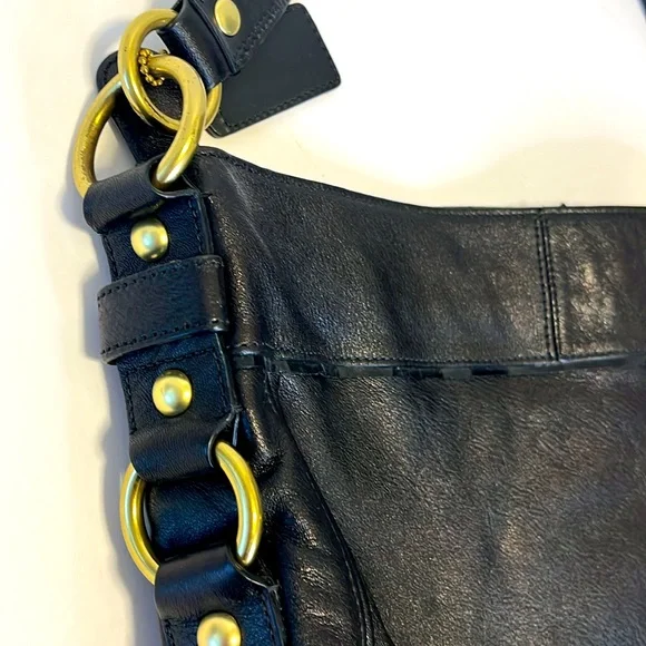 Coach Zoe Leather Gold Studded Shoulder Bag: S-M - Picture 5 of 12